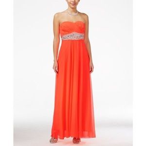 Coral strapless dress